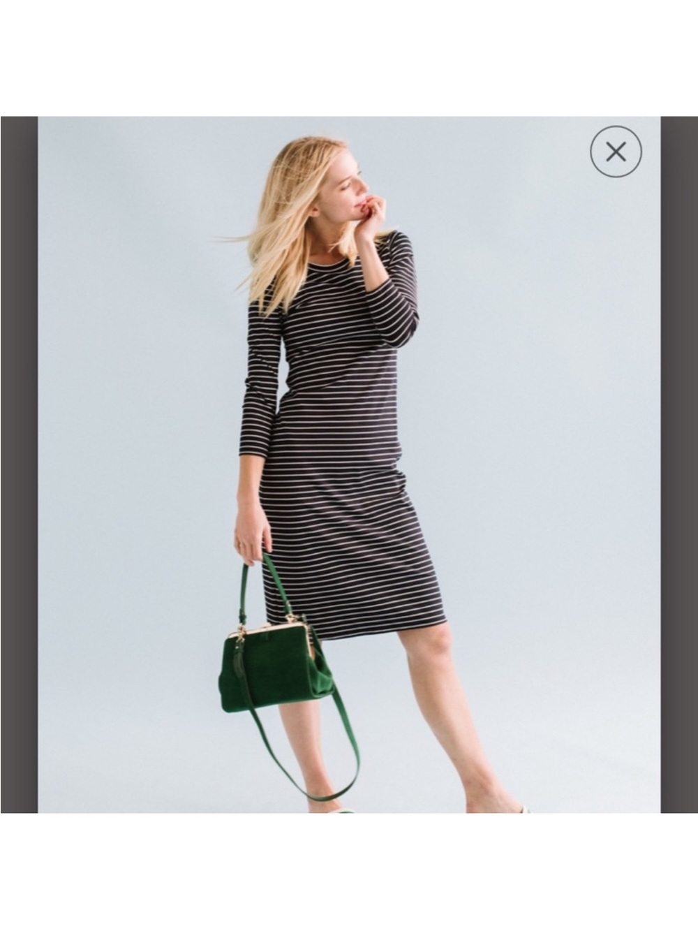 Sonnet James Women’s Reese Midi Play Dress Navy Tan Stripe Women’s Size Small